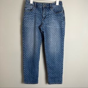 Chico's Platinum Skimmer Jeans-White Polka Dots-Size 0 (Small/4)